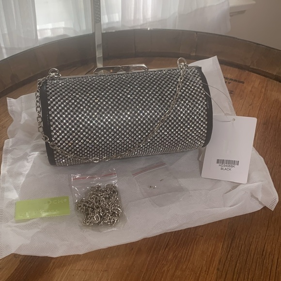 Olivia Miller | NWT Reagan Rhinestone Cylinder Bag Clutch + 2 Chain Straps - Picture 5 of 17
